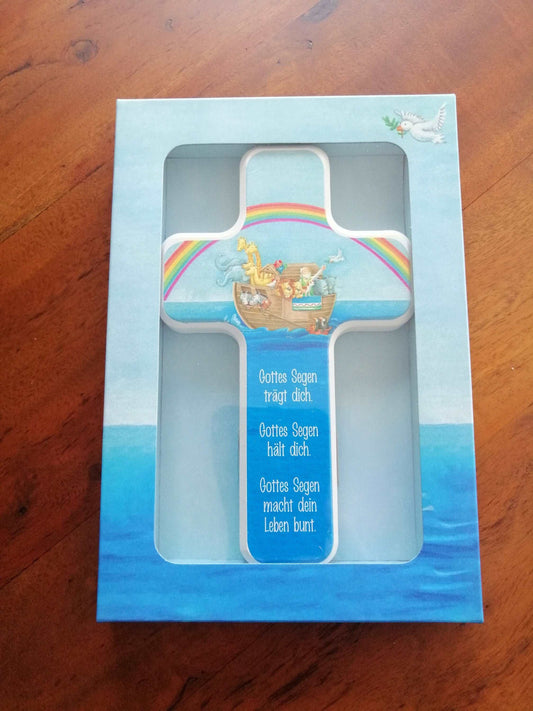 Kinderholzkreuz, Kreuz Holz, Taufe Geschenke - Arche Noah 11x18 cm