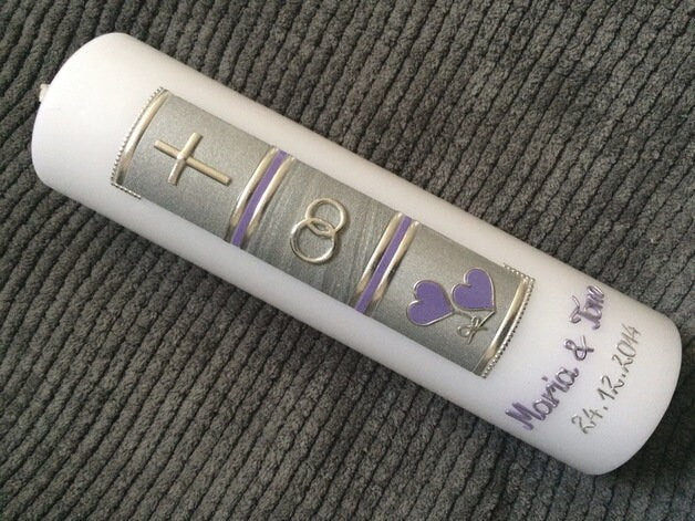 Hochzeitskerze - Hochzeitkerze - Kerze - inkl. Wachsbeschriftung - Wachsverzierungen - keine Folie