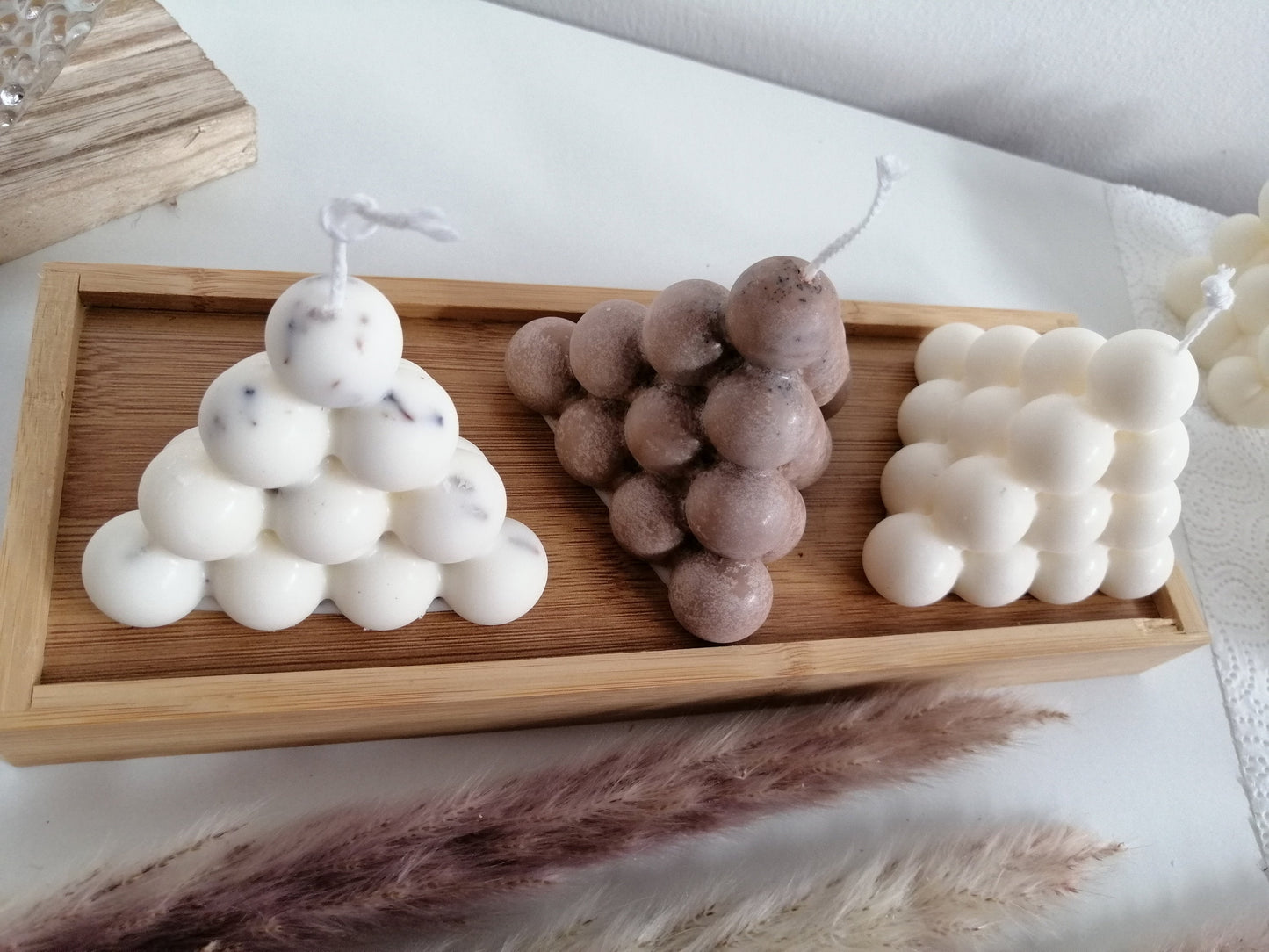 Weihnachtsgeschenk, Weihnachtskerze, Soya Kerze Natur, Lavendel oder Coffe , Bubble Pyramiden Kerze