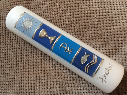 Kommunionkerze DU GEHST MIT - Farbe nach Wahl