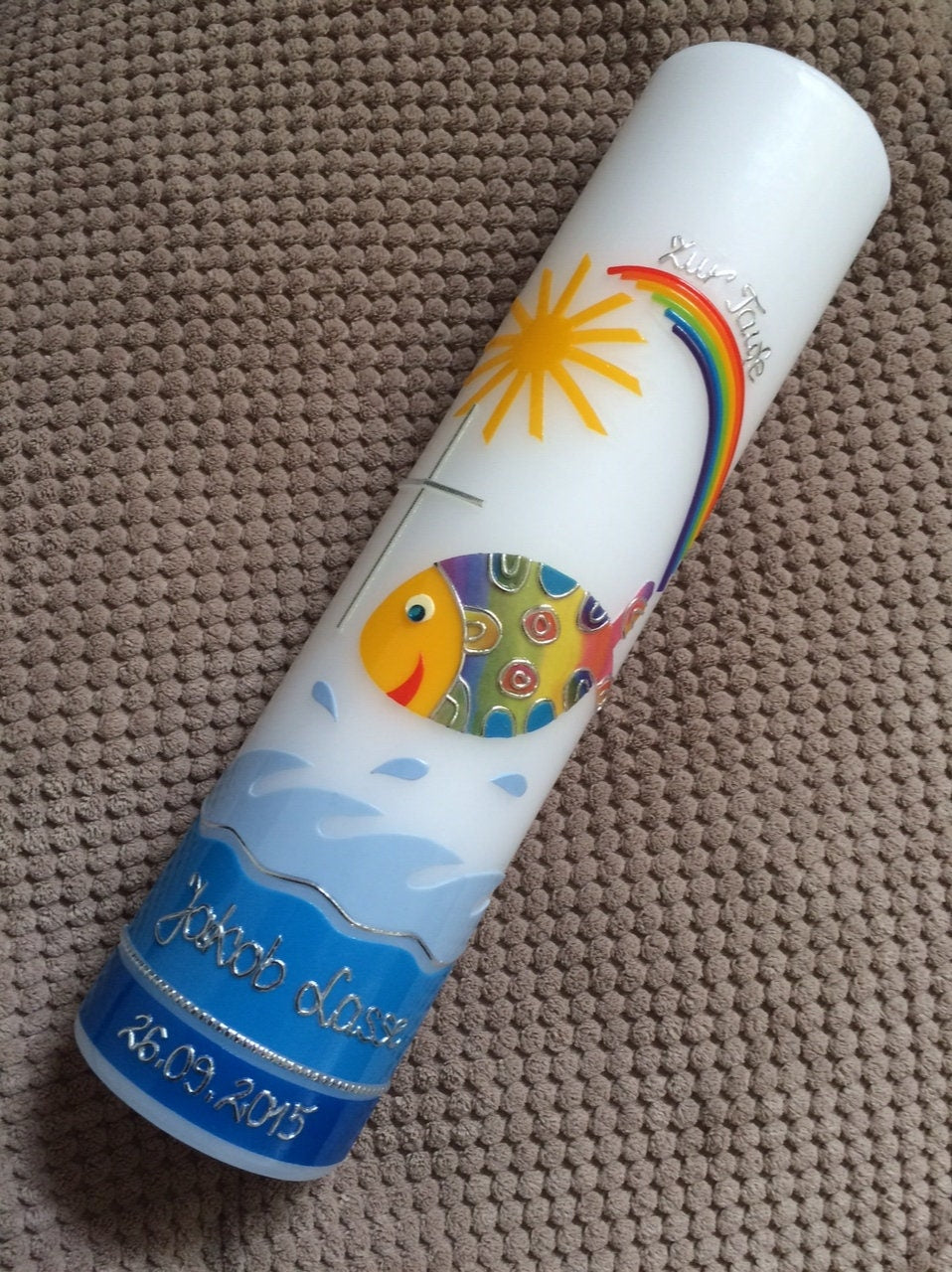 Taufkerze bunter Fisch - Das Original