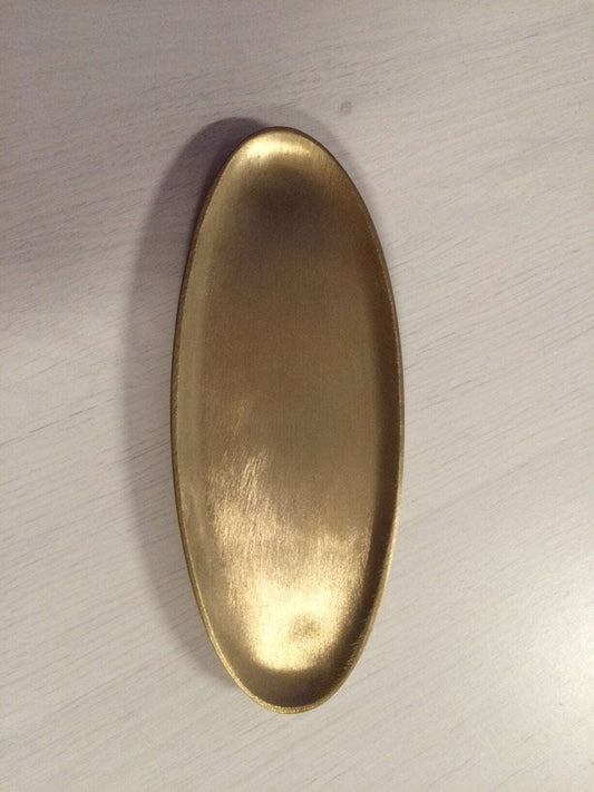 Kerzenteller oval 16 x 7 cm matt gold