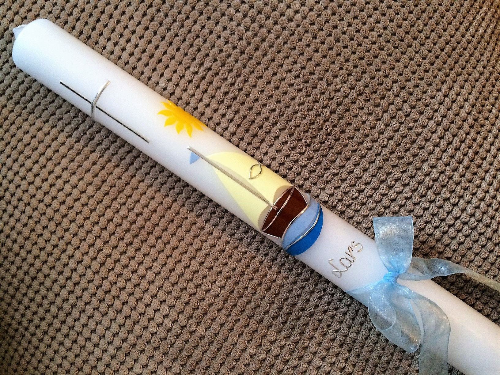 Taufkerze Kommunionkerze " Mit Jesus in einem Boot "