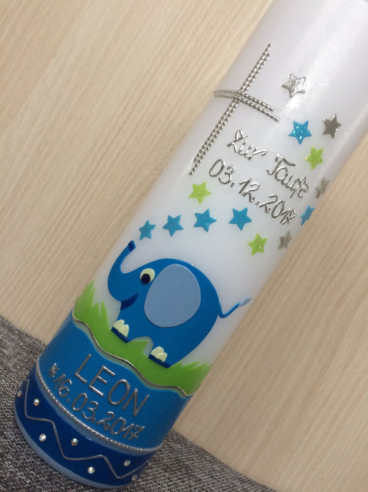 Taufkerze Elefant Junge