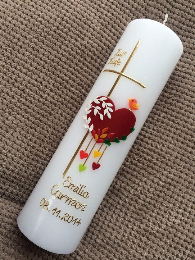 Taufkerze - Mädchen - Junge - Kerze -Taufe - Handarbeit - keine Folie - inkl. Wachsbeschriftung