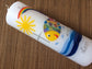 Taufkerze - bunter Fisch - Wasser - Mädchen - Kerze - Taufe - Handarbeit - keine Folie - inkl. Wachsbeschriftung