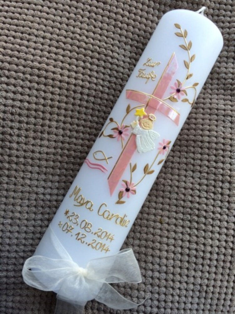 Taufkerze, Taufkerzen, Taufkerze Mädchen, Taufkerze rosa