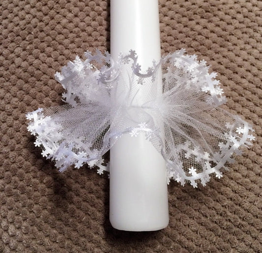 Kerzenschmuck Tropfschutz Kerzenrock Tüll - weiß