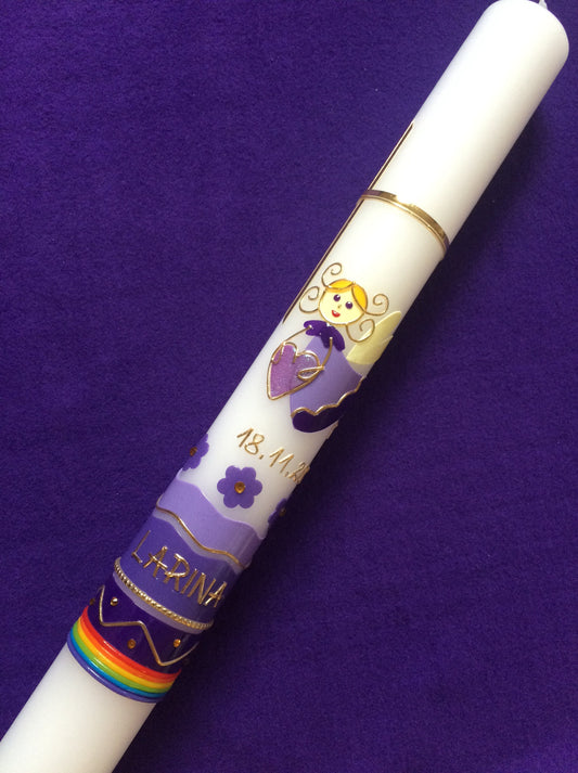 TAUFKERZE, Kommunionkerze, Kommunionskerze, Kerze zur Taufe, Kommunion, Erstkommunion, Schutzengel, Engel, Fee, Elfe, inkl. Beschriftung