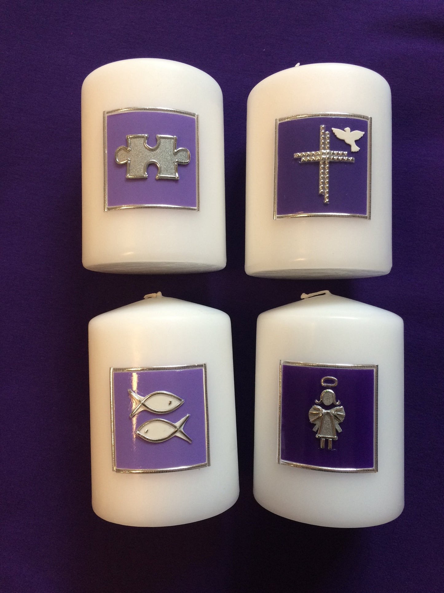 4 x Tischkerze, Tischkerzen, Tischdekoration, Dekokerzen, Wachsverzierungen, keine Folie, kein Druck