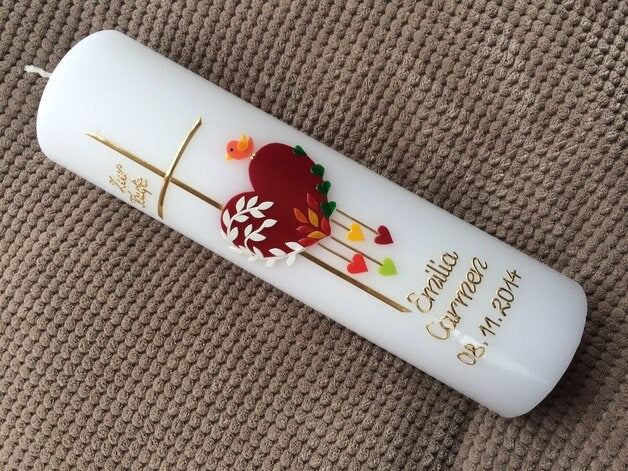 Taufkerze - Mädchen - Junge - Kerze -Taufe - Handarbeit - keine Folie - inkl. Wachsbeschriftung