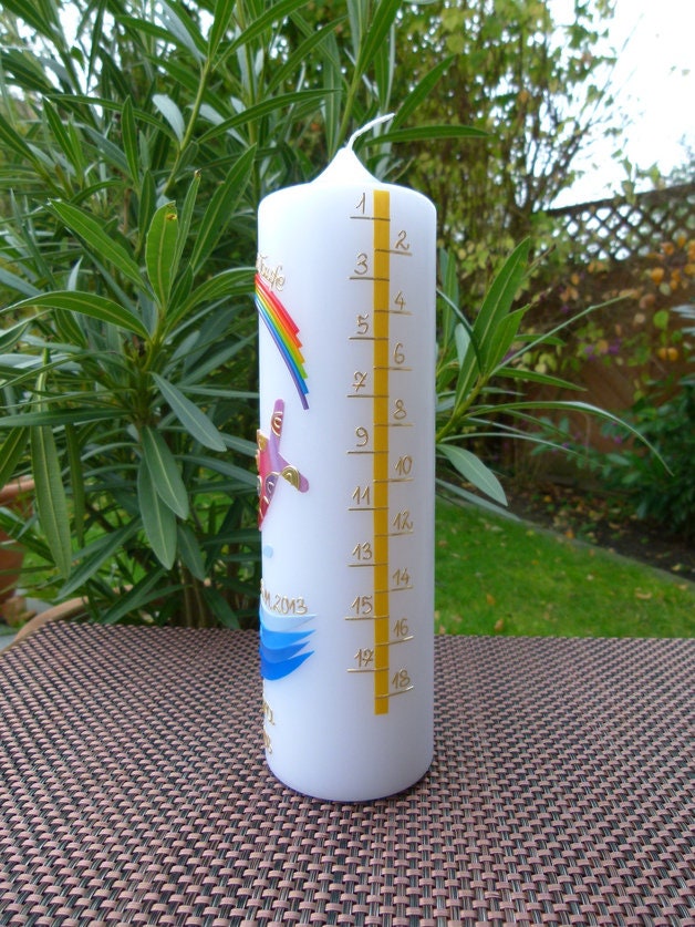 Taufkerze - Geburtstagkerze - bunter Fisch - Mädchen - Kerze - Taufe - Handarbeit - keine Folie - inkl. Wachsbeschriftung