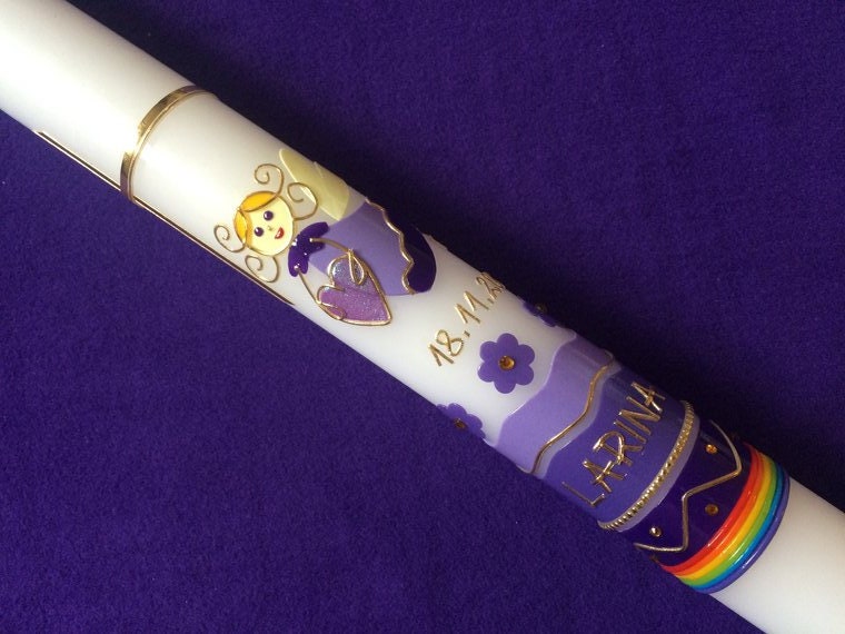 TAUFKERZE, Kommunionkerze, Kommunionskerze, Kerze zur Taufe, Kommunion, Erstkommunion, Schutzengel, Engel, Fee, Elfe, inkl. Beschriftung