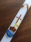 Taufkerze - Kommunionkerze - Boot - Mit Jesus in einem Boot - Mädchen - Junge - Taufe - Handarbeit - keine Folie - inkl. Wachsbeschriftung