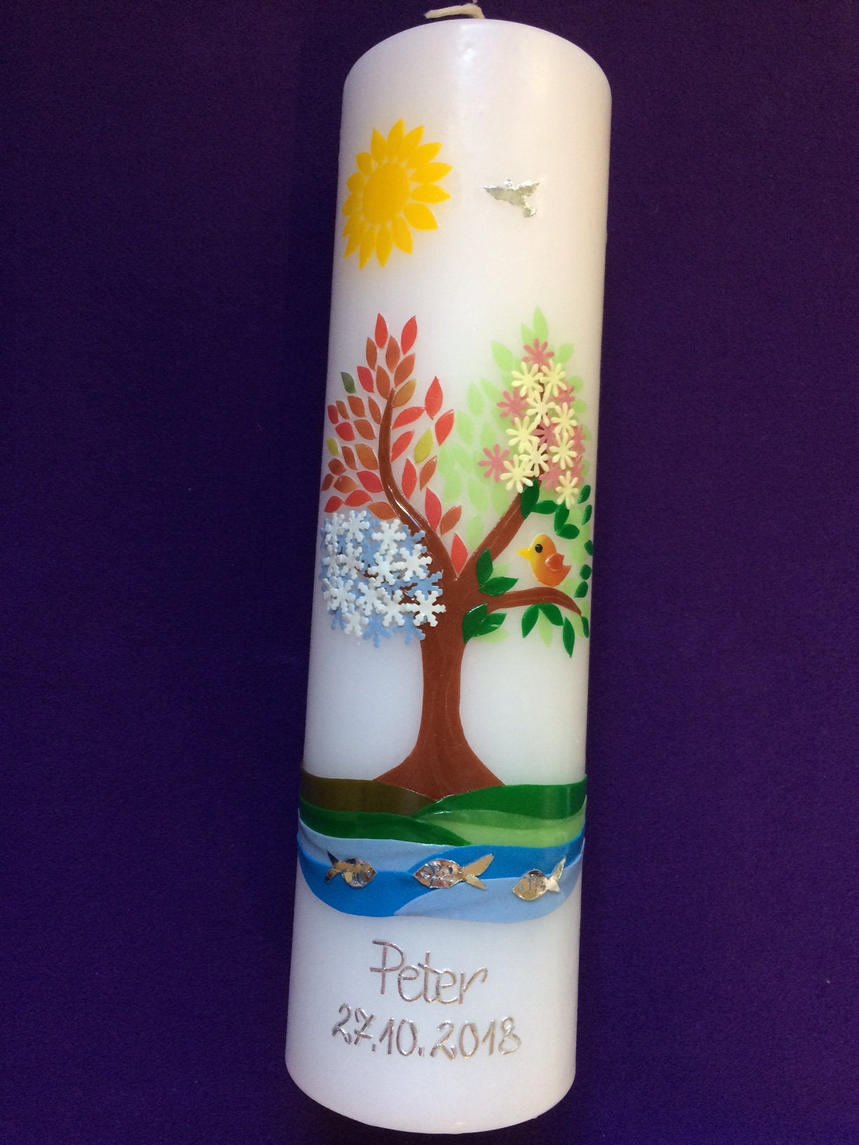 Taufkerze Lebensbaum, Taufkerzen, Taufkerze Mädchen, Taufkerze Junge, Lebensbaum, Taufkerzen Baum, Taufkerze Baum