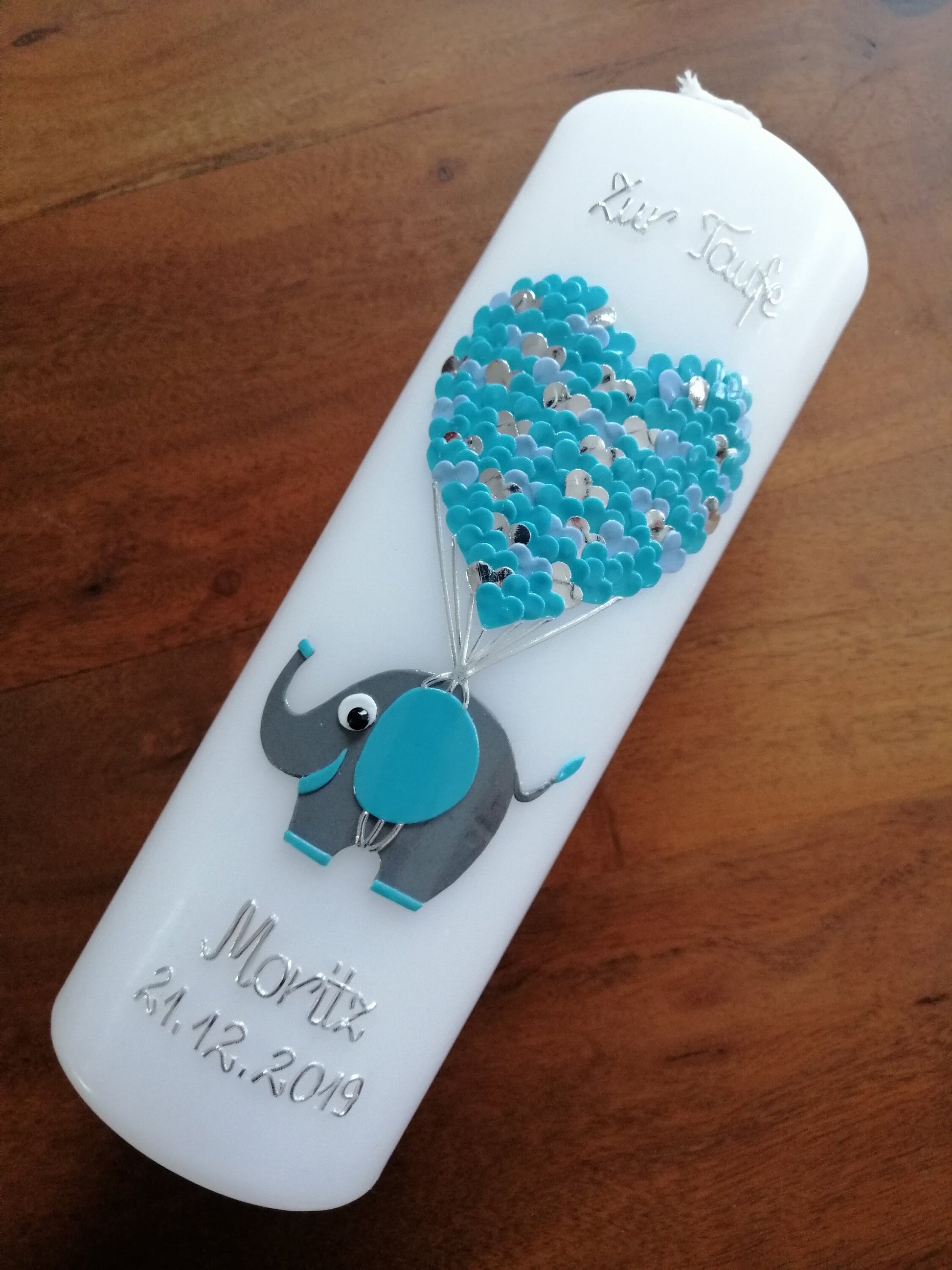 Baby Shower- Elefant - Luftballons - Ballon - Geburtstag - Kerze - Taufe - Handarbeit - keine Folie - inkl. Wachsbeschriftung