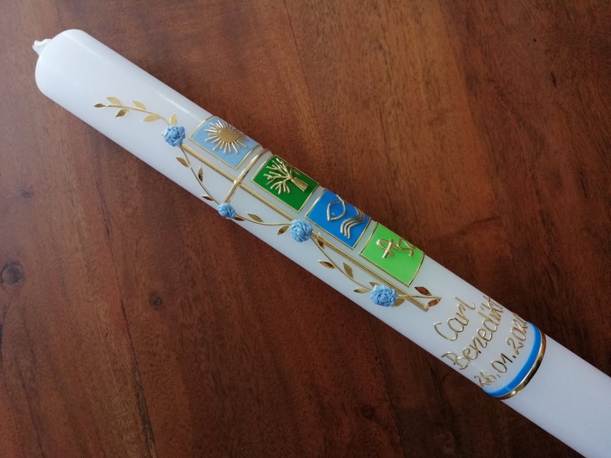 TAUFKERZE Kommunionkerze Junge 40x4