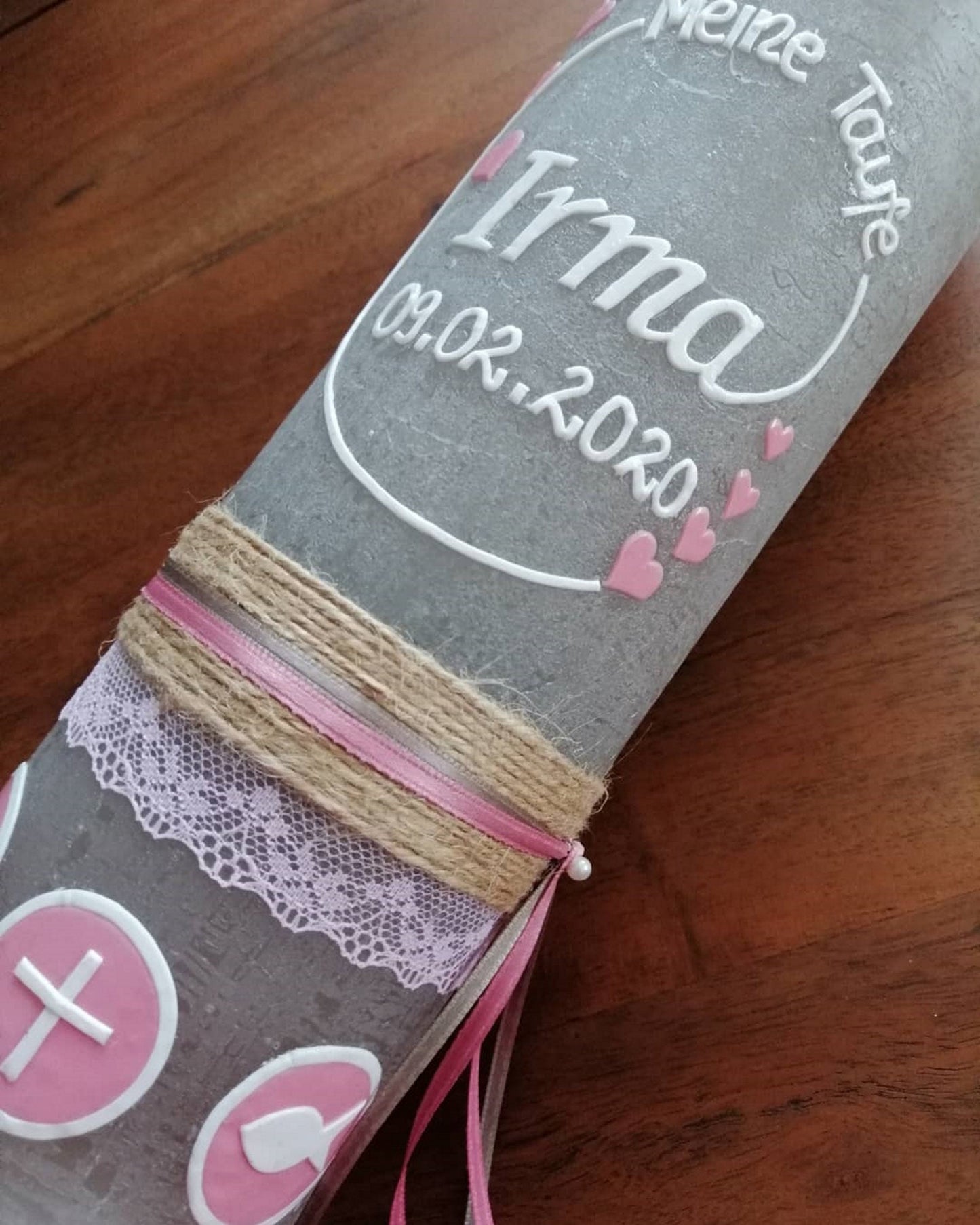 Taufkerze Rustikal Mädchen