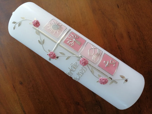 Taufkerze Mädchen Rosa