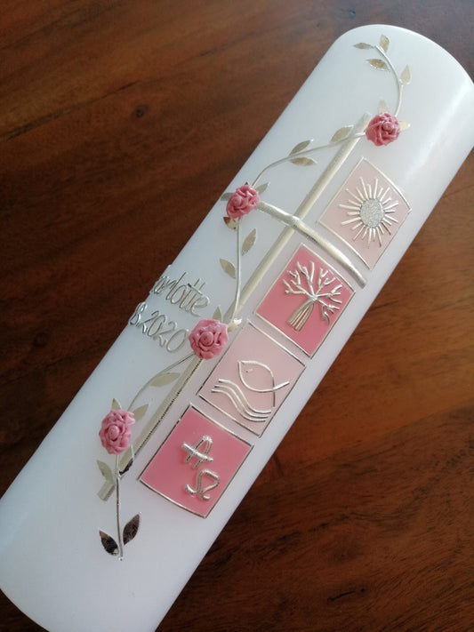 Taufkerze Mädchen Rosa