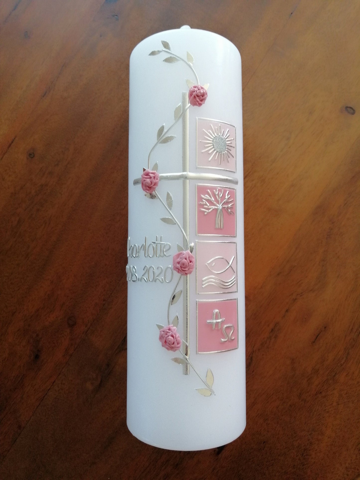 Taufkerze Mädchen Rosa