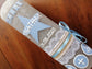 RUSTICA, VINTAGE-Look, SHABBY, Rustikal, Taufkerze, Stern, Wimpel, Mädchen, Junge, Kerze, inkl Wachsbeschriftung - Teelichteinsatz möglich