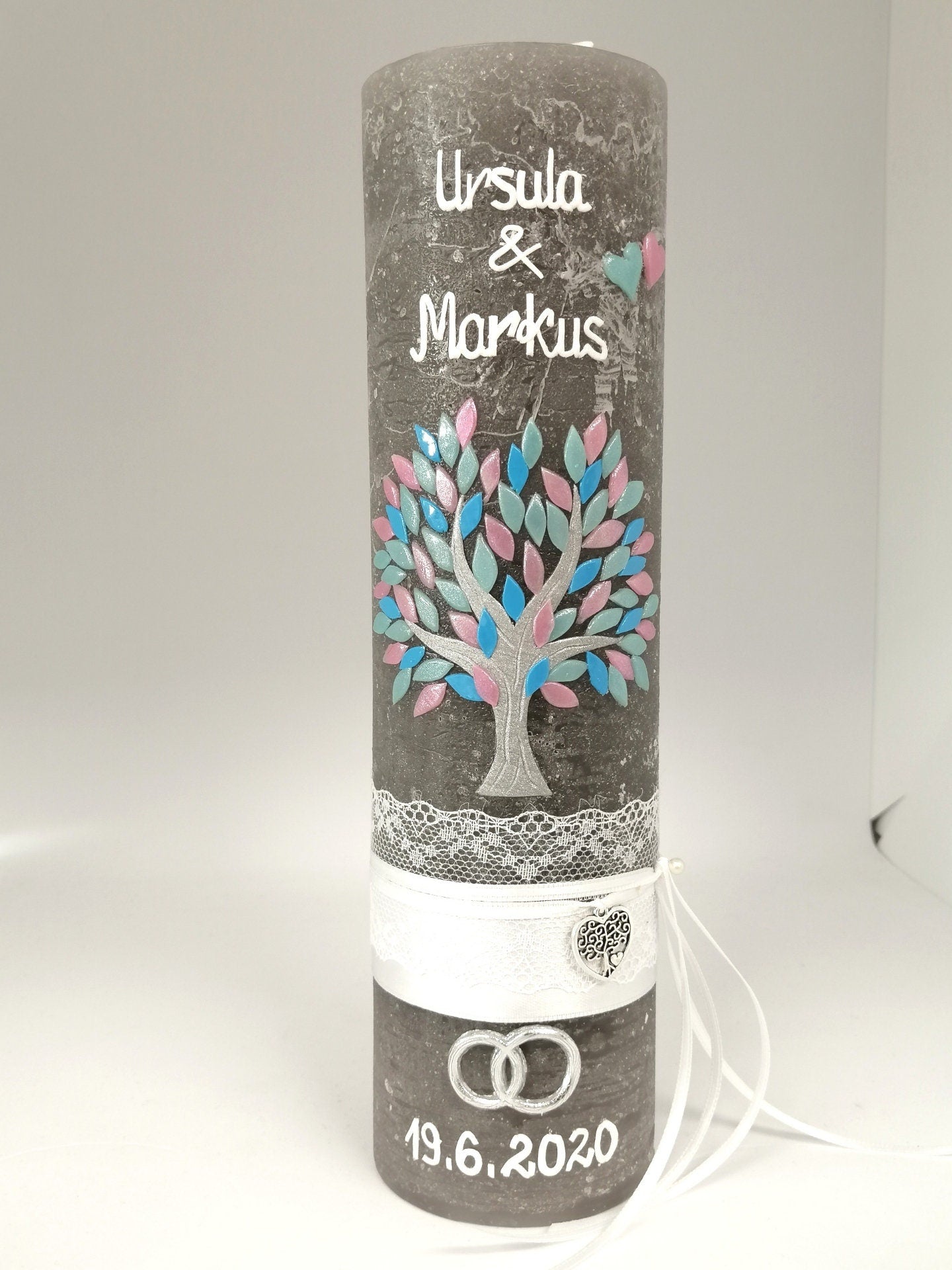 RUSTICA, VINTAGE-Look, SHABBY, Rustikal, Hochzeitskerze, Lebensbaum, Baum, Verlobung, Hochzeit, Vermählung keine Folie, Wachsbeschriftung