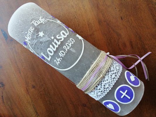 Taufkerze Mädchen Rustikal, RUSTICA, VINTAGE-Look, SHABBY, Junge, Kerze, Taufe, keine Folie, inkl Wachsbeschriftung