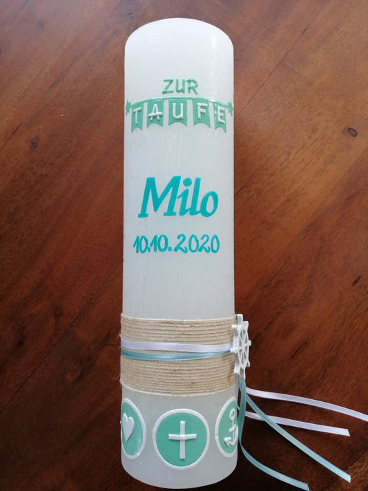 Taufkerze weiß 30x7 cm