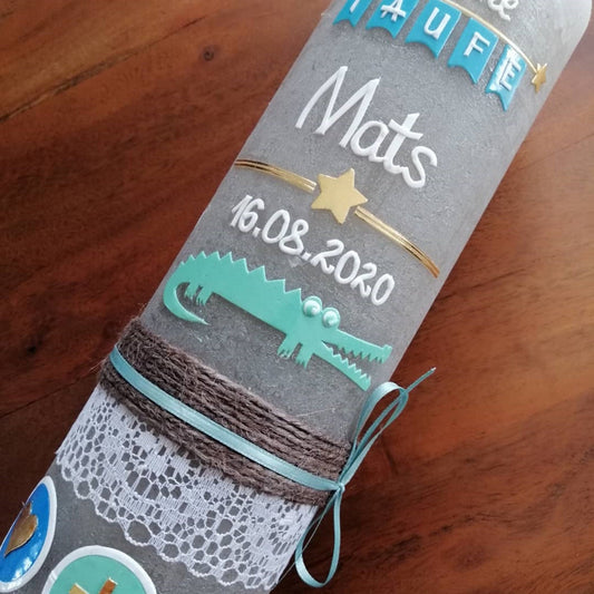 Taufkerze Rustikal Junge, Mädchen