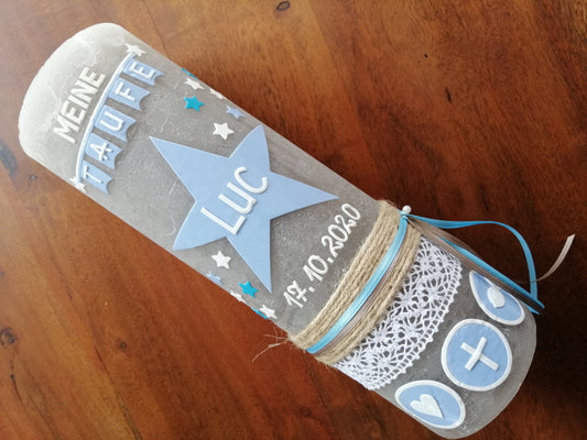 Taufkerze Rustikal Junge