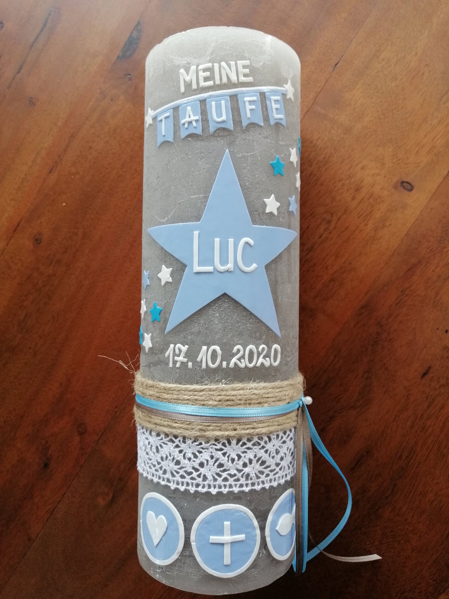 Taufkerze Rustikal Junge