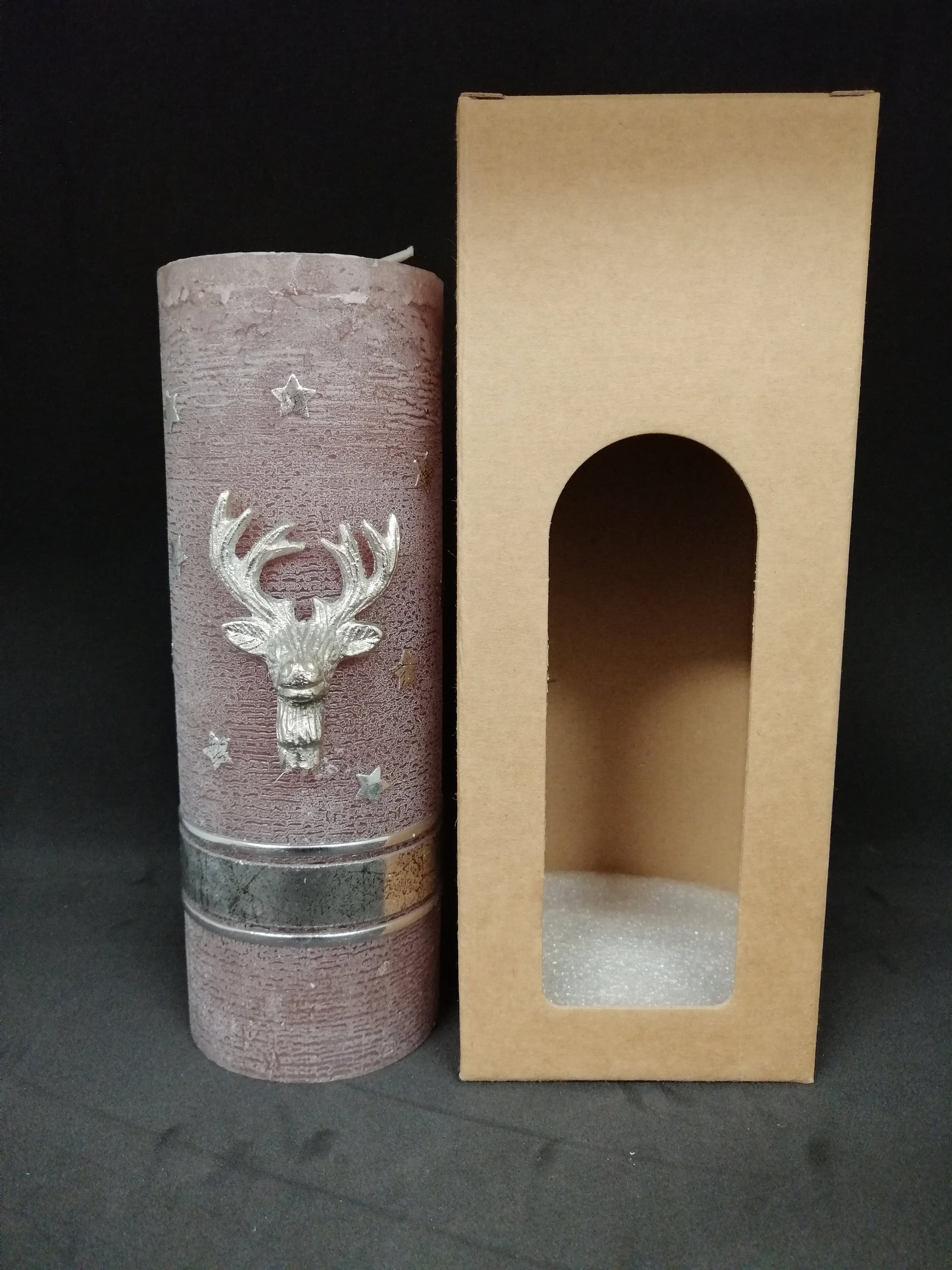 Rustica-Vintage Weihnachtskerze Adventskerze Tischkerze Hirsch Geweih (2245TK)