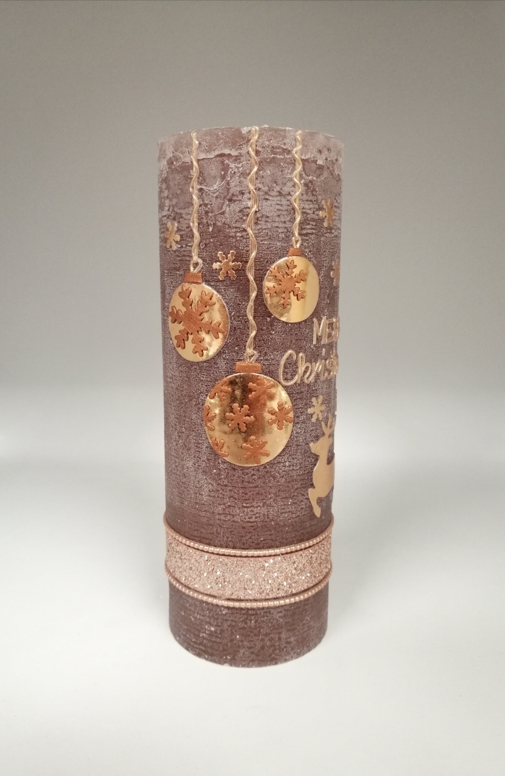 Weihnachten 2023 in RUSTICA, VINTAGE-Look, 1 x Weihnachtskerze, Weihnachtsgeschenk inkl. Geschenkkarton