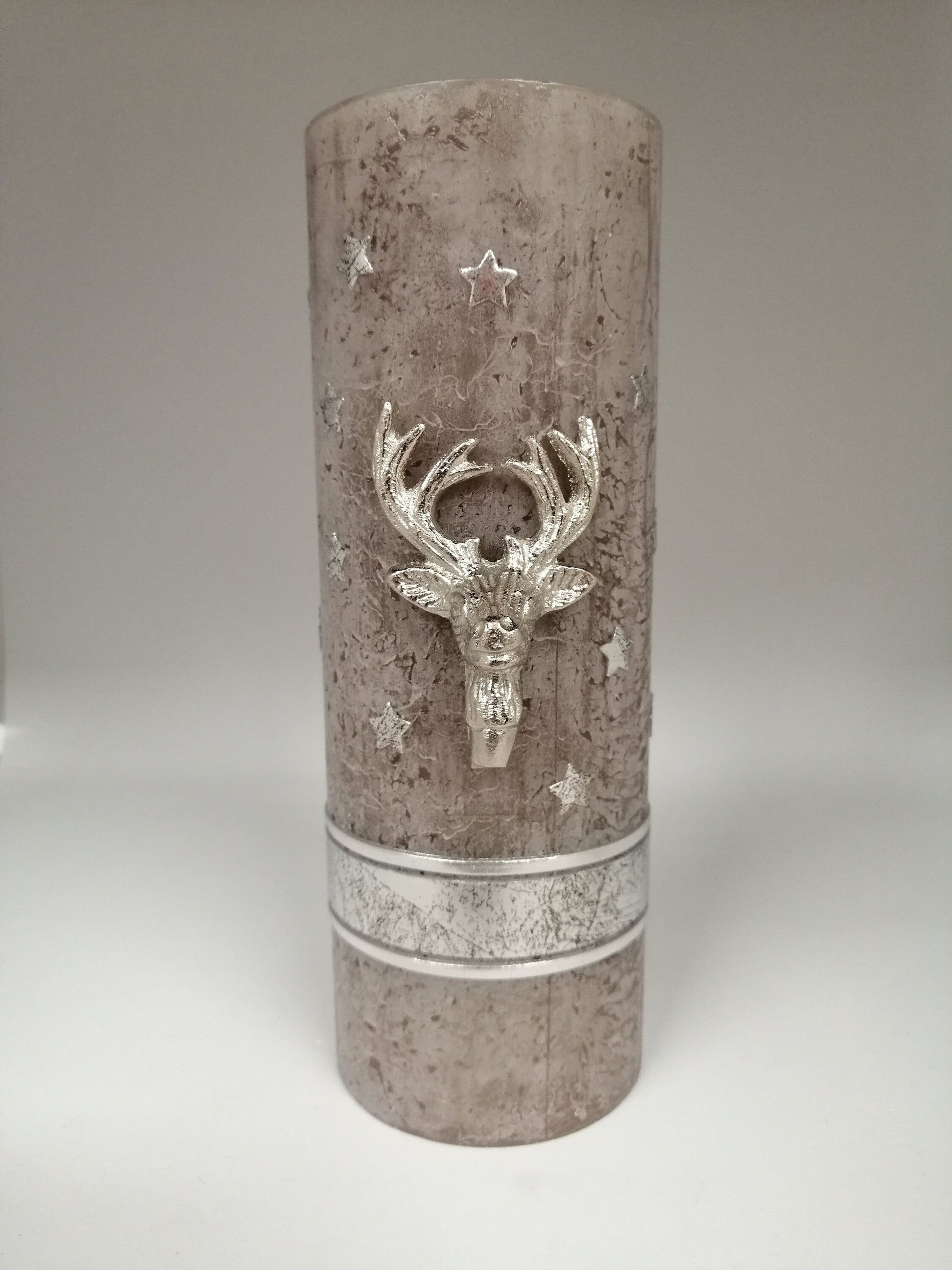 Rustica-Vintage Weihnachtskerze Adventskerze Tischkerze Hirsch Geweih (2245TK)