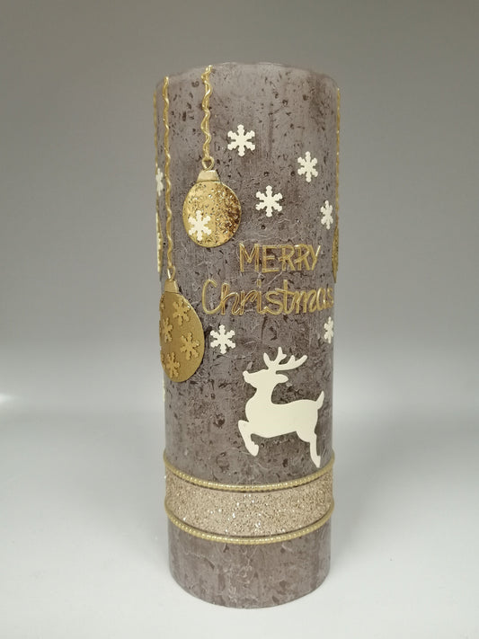 Weihnachten 2024 in RUSTICA, VINTAGE-Look, 1 x Weihnachtskerze, Weihnachtsgeschenk inkl. Geschenkkarton