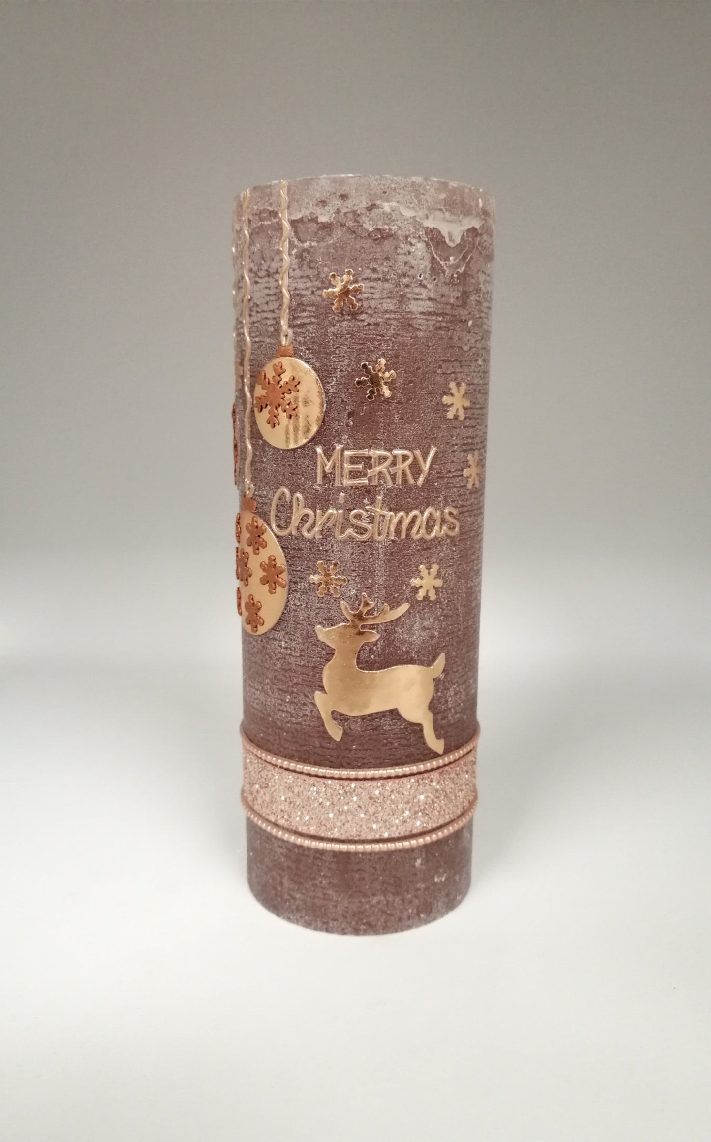 Weihnachten 2023 in RUSTICA, VINTAGE-Look, 1 x Weihnachtskerze, Weihnachtsgeschenk inkl. Geschenkkarton