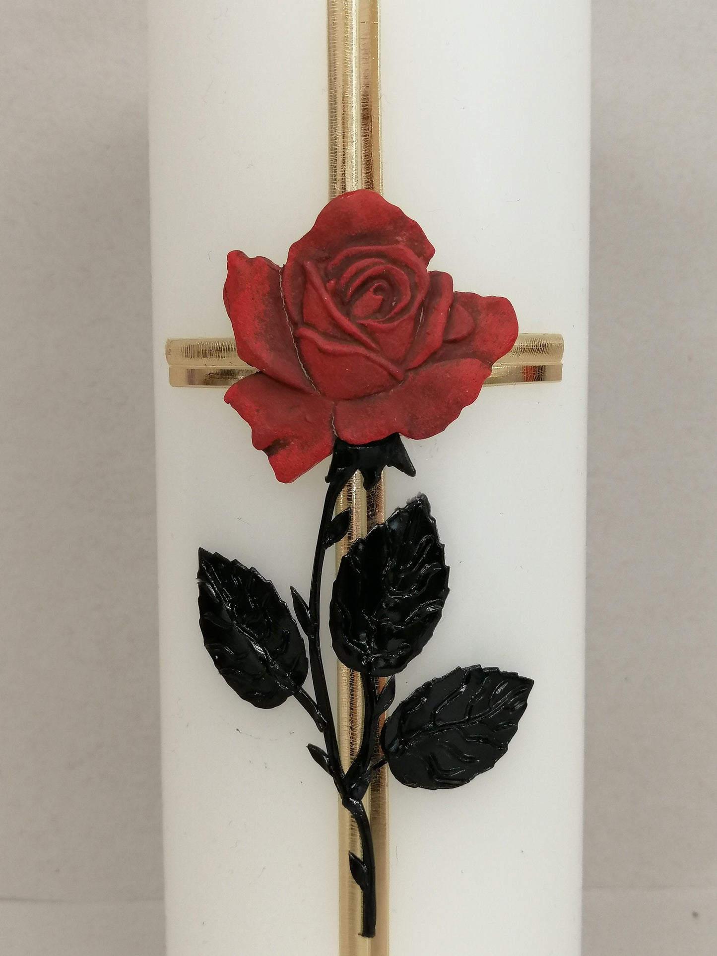 Trauerkerze, Grabkerze, Kreuz, Rose