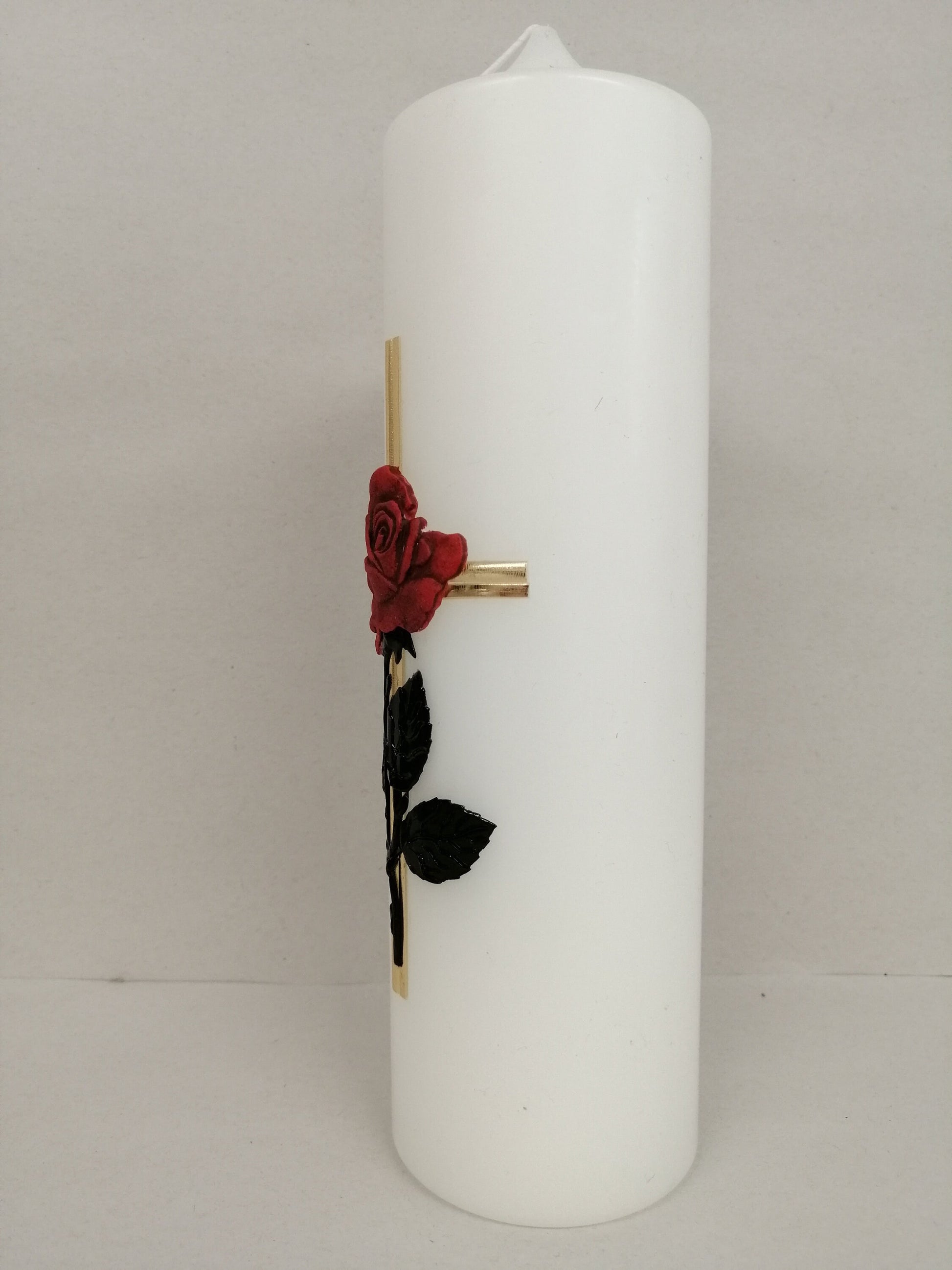 Trauerkerze, Grabkerze, Kreuz, Rose