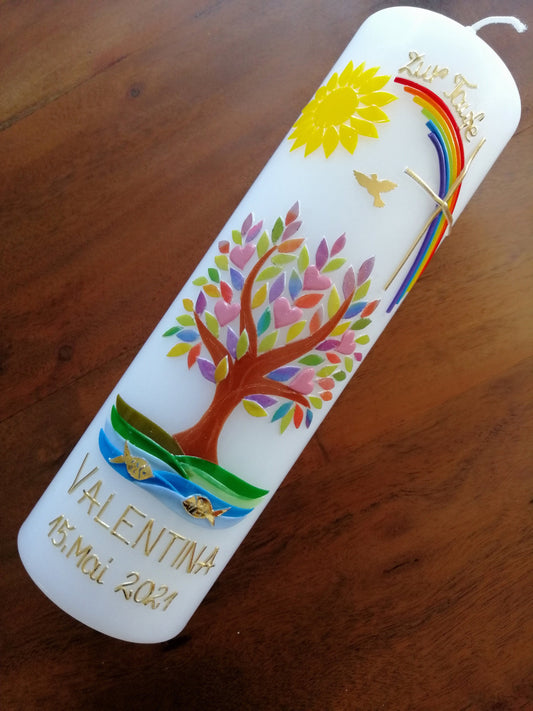 Taufkerze Mädchen Lebensbaum