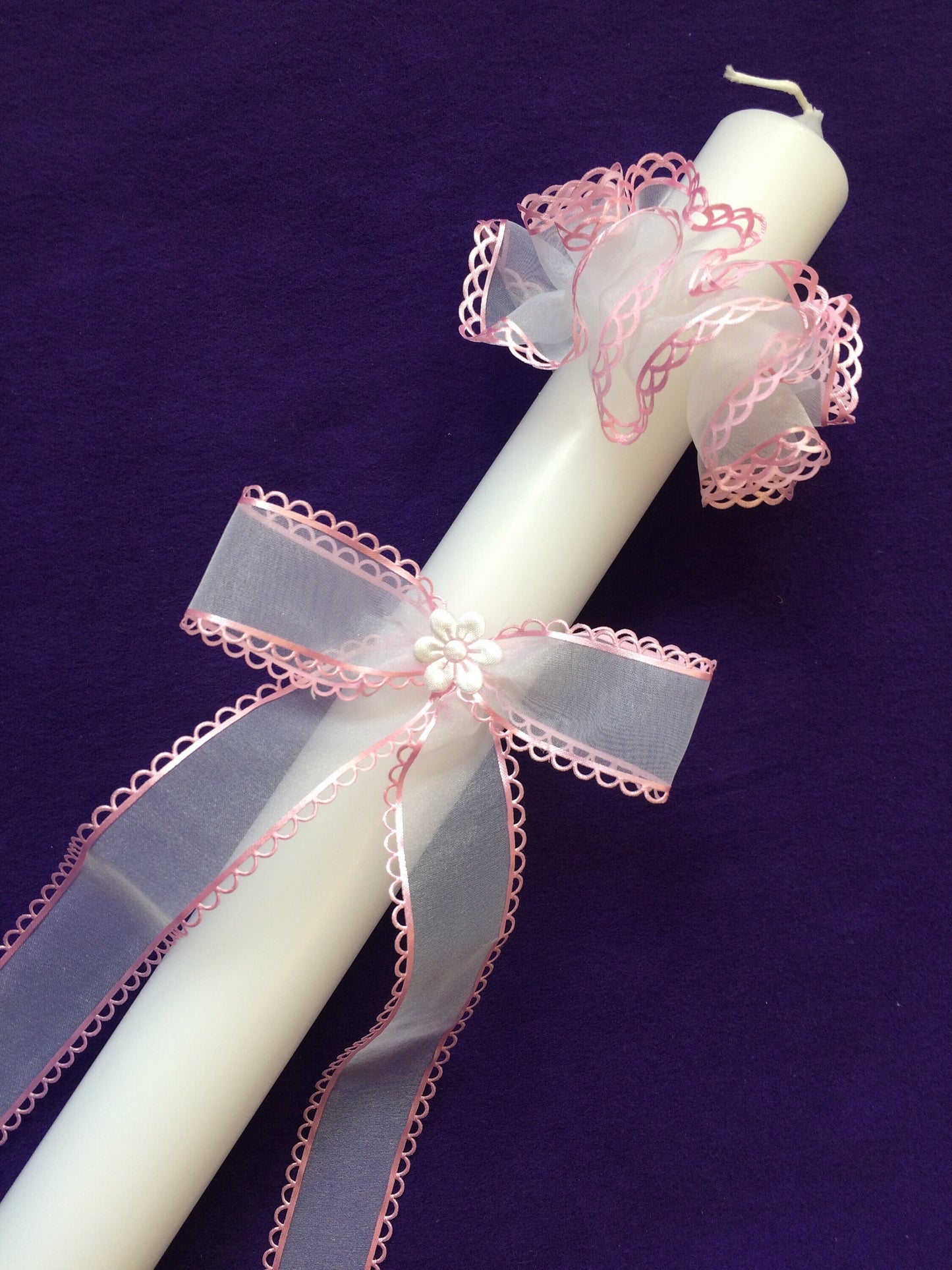 Kerzenschleife + Tropfschutz SET in rosa
