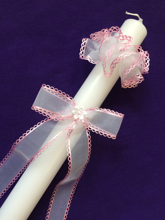 Kerzenschleife + Tropfschutz SET in rosa