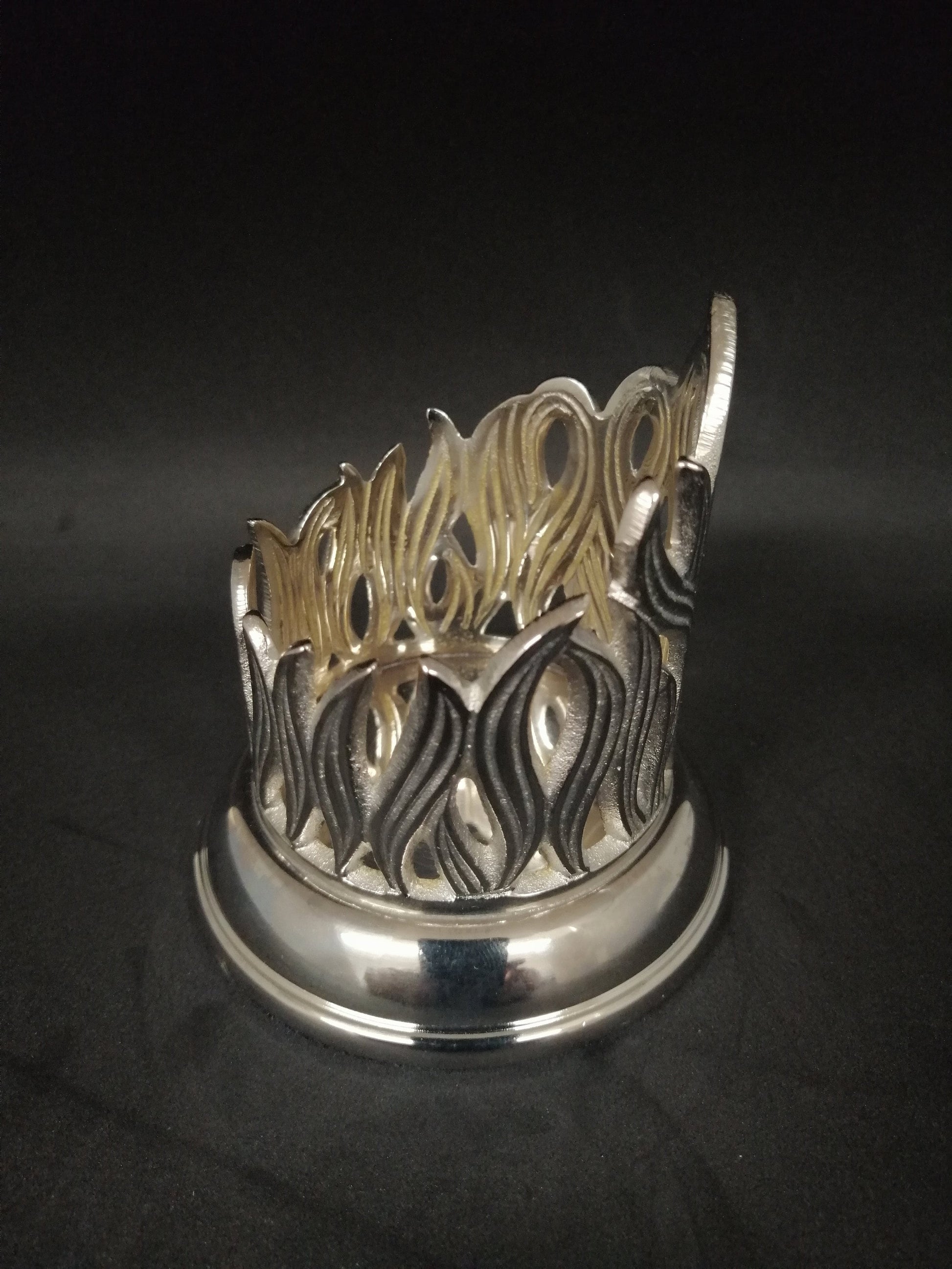 Kerzenständer Flamme Silber für Kerzen 40/5 cm