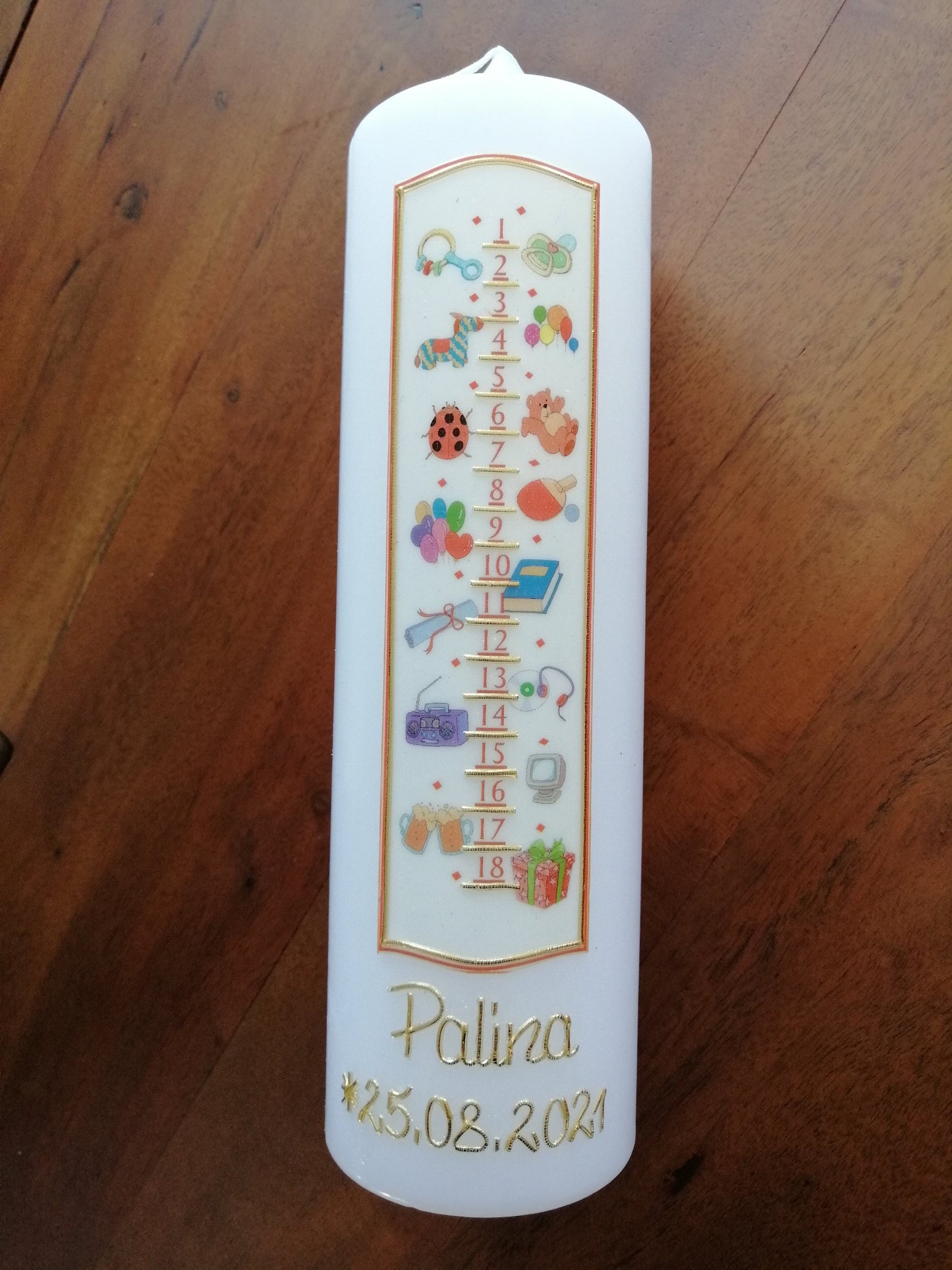 Geburtstagkerze Kerze zum Geburtstag inkl. Beschriftungen