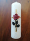 Trauerkerze, Grabkerze, Kreuz, Rose