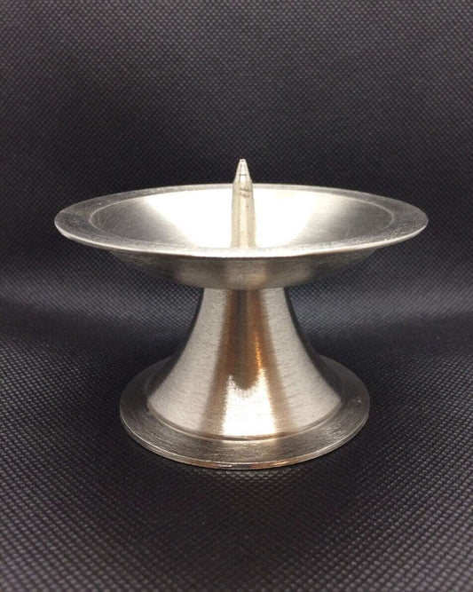 Kerzenständer silber gebürstet Dorn für Kerzen bis 7 cm (5ZB)