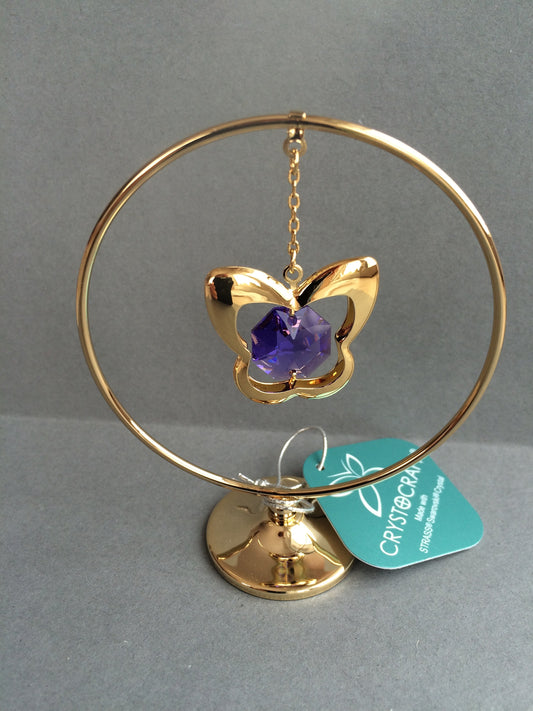 Valentinstag Geschenk Schmetterling Swarovski Cristal vergoldet (65ZB)