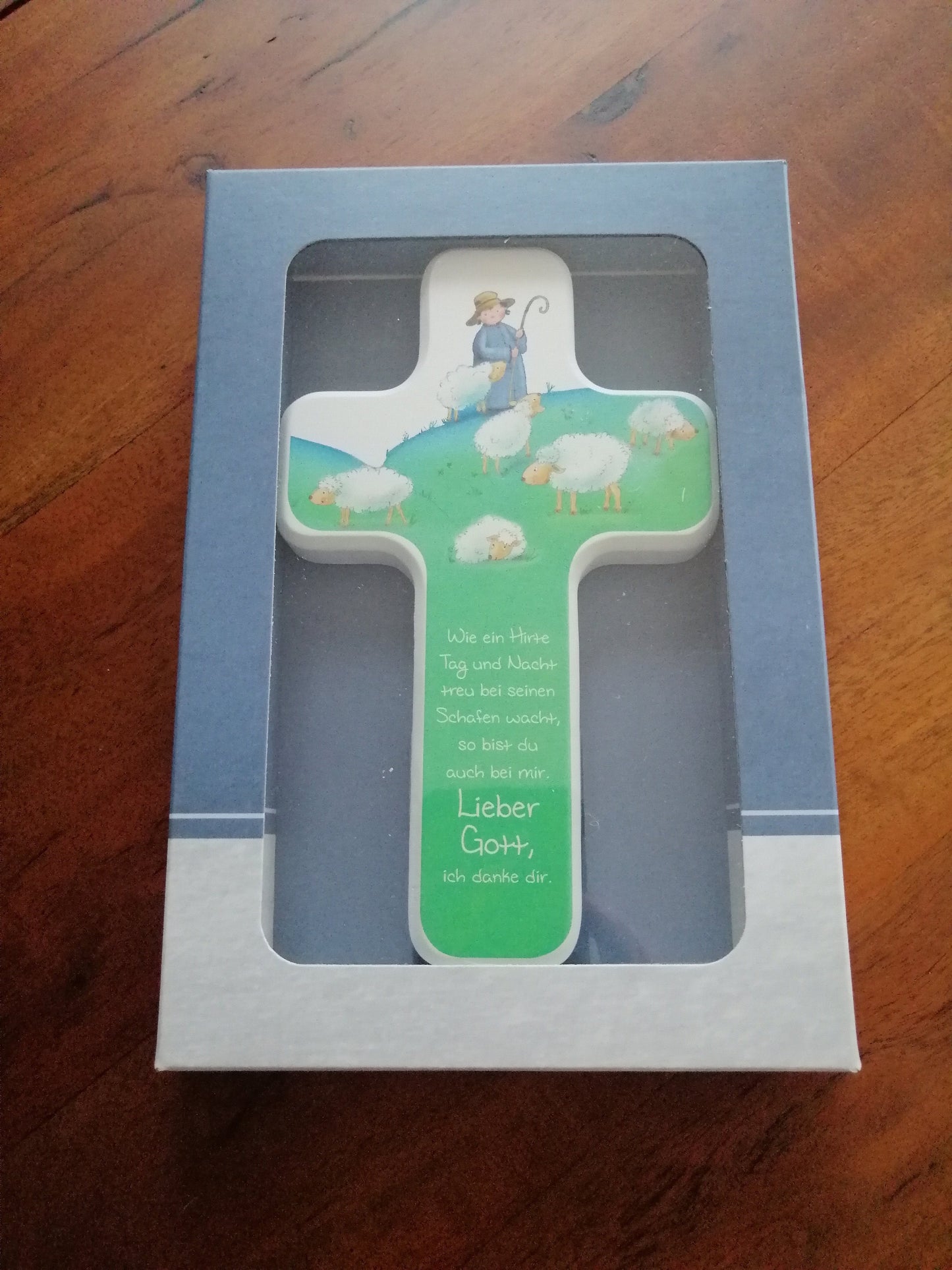 KINDERHOLZKREUZ, Kreuz Holz - GUTER HIRTE 11x18 cm