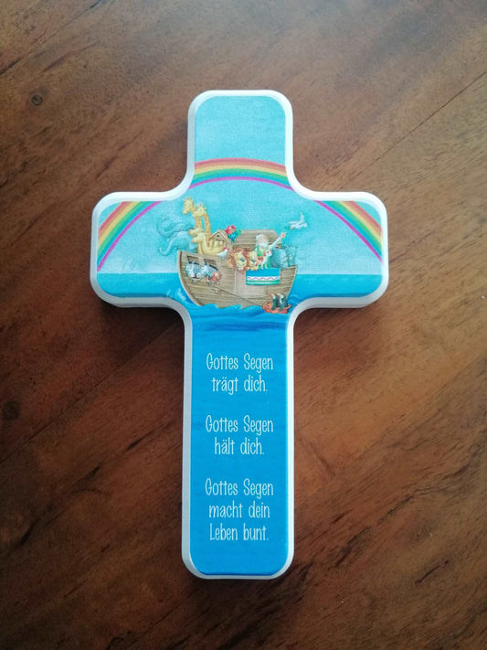 Kinderholzkreuz, Kreuz Holz, Taufe Geschenke - Arche Noah 11x18 cm
