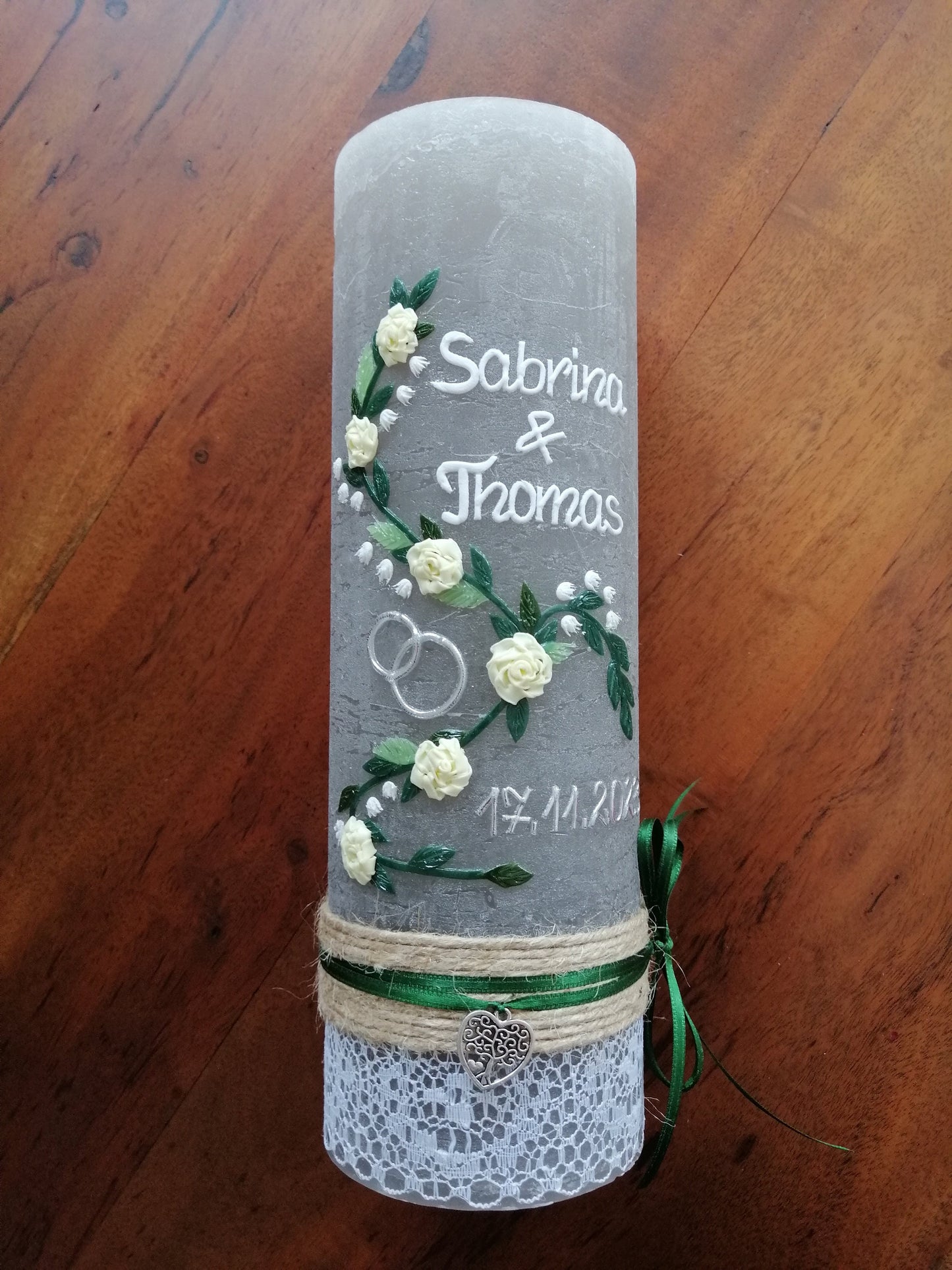 Hochzeitskerze Rustikal Rustica, Vintage-Look, Shabby, Hochzeitkerze, Brautkerze, inkl Wachsbeschriftung